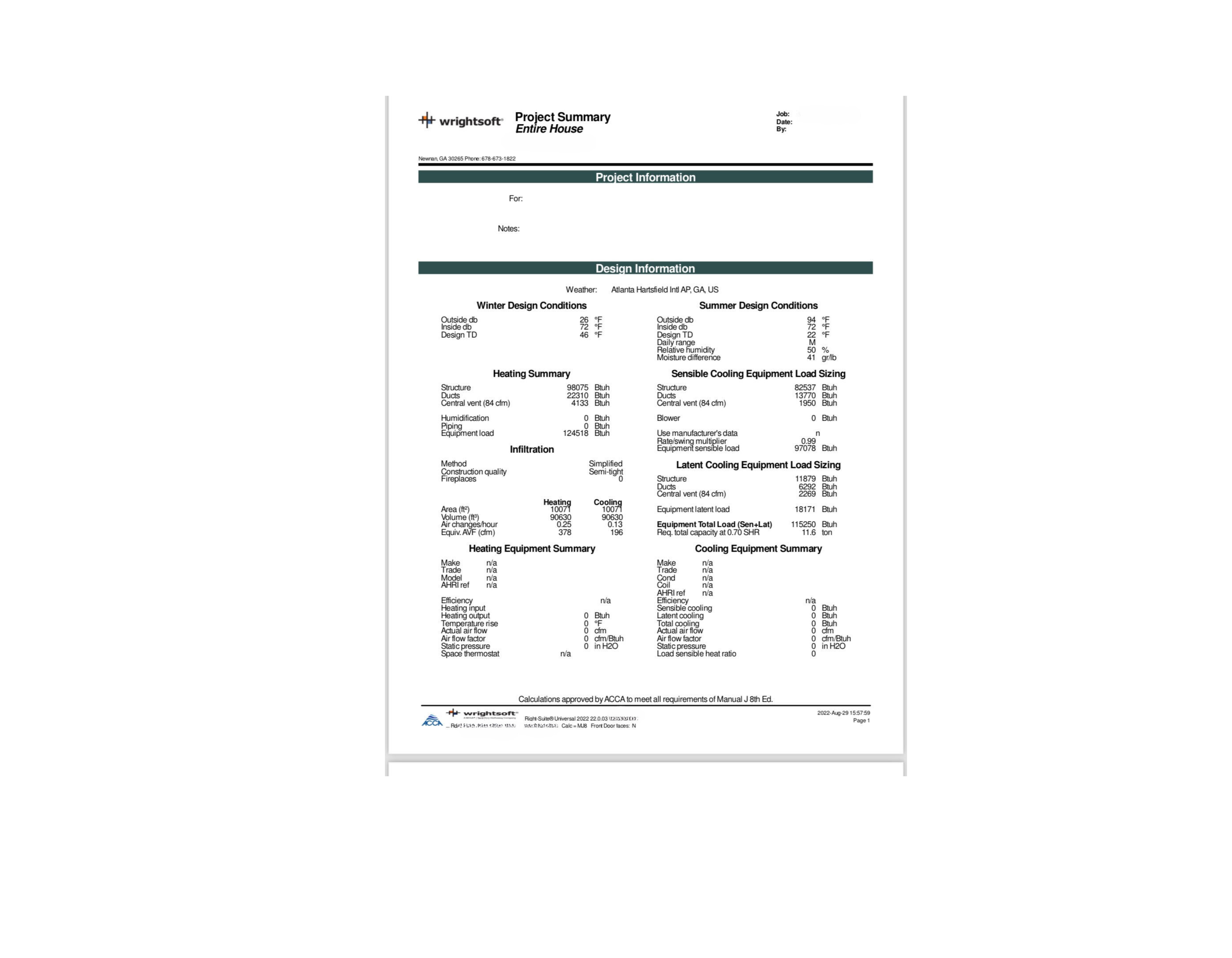 manual j heat load calculation services near me