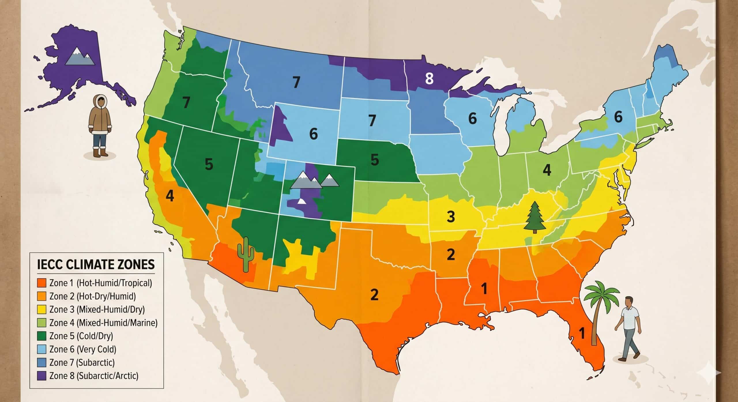 IECC climate zones for HVAC load calculations
