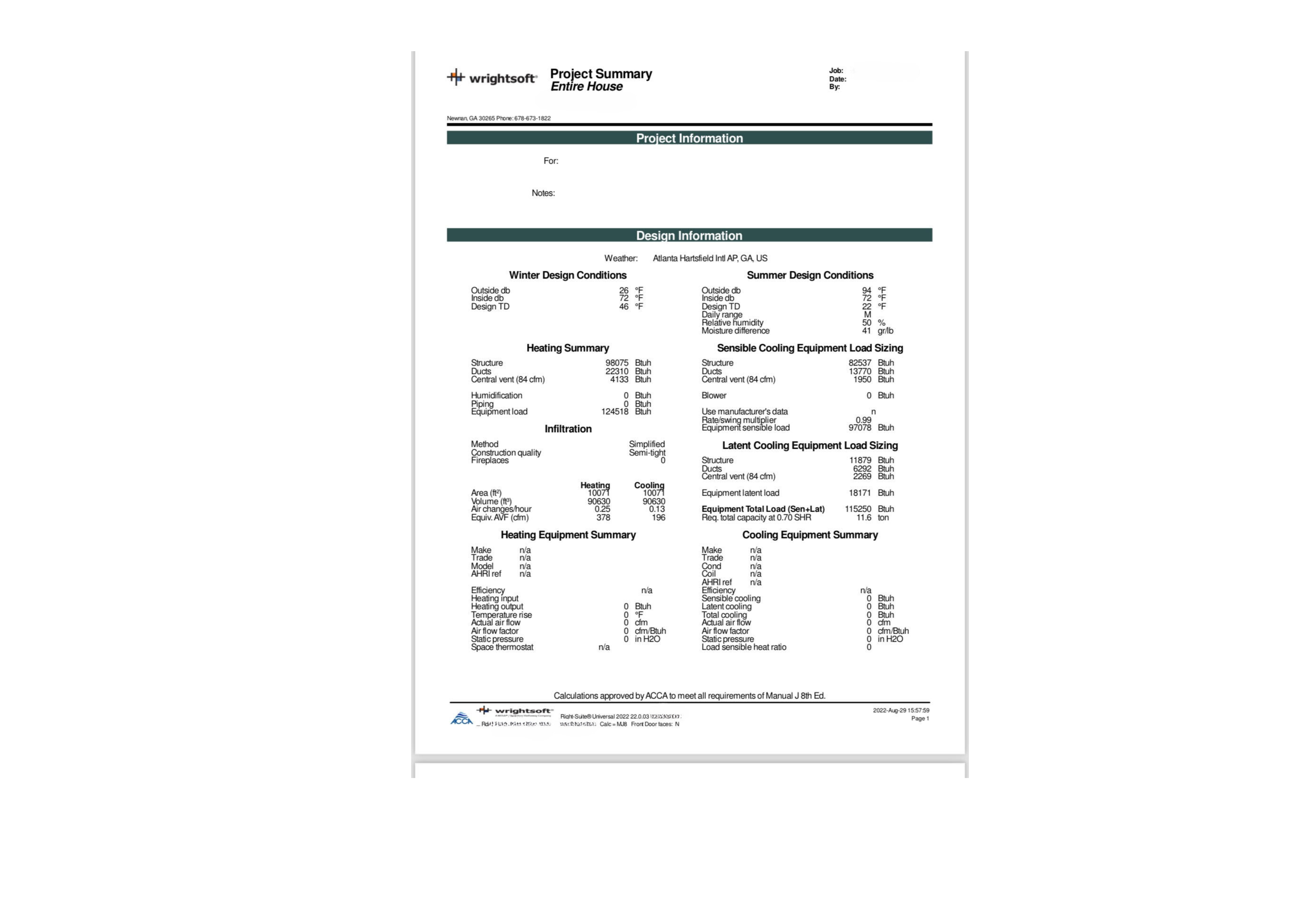 manual j heat load calculation services near me